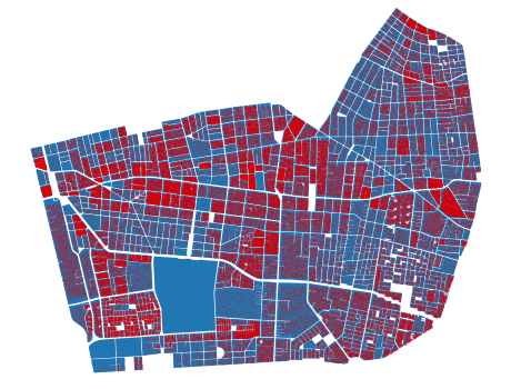 Multiple city blocks randomized in one commune (Ñuñoa)